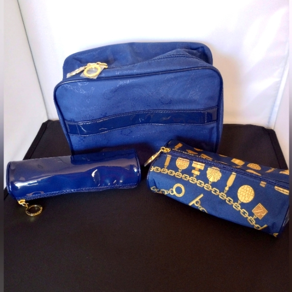 Estee Lauder 3pc Makeup bag set Navy Blue bags